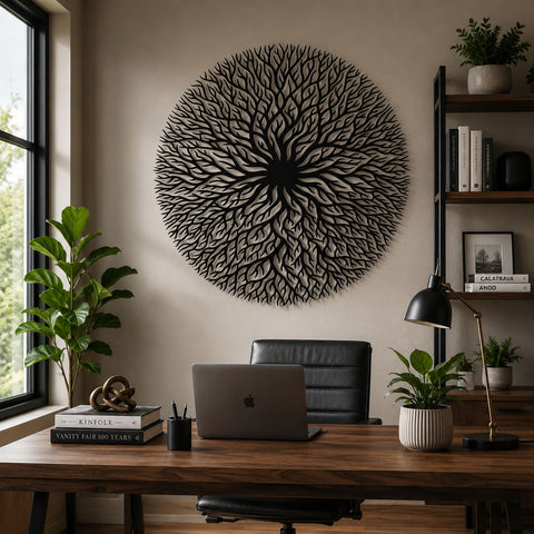 Round Tree of Life Laser SVG | Tree Wall Art DXF | Laser Cut File | CNC Plasma Cut Design | Metal Wall Decor Svg | Glowforge Svg SVG HappyDesignStudio 