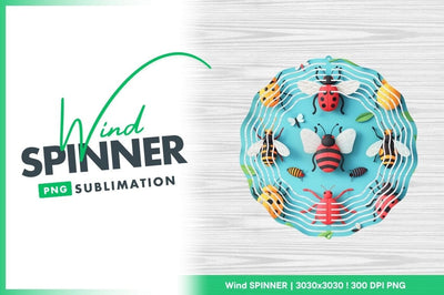 Round wind spinner bugs and insects theme Sublimation Regulrcrative 
