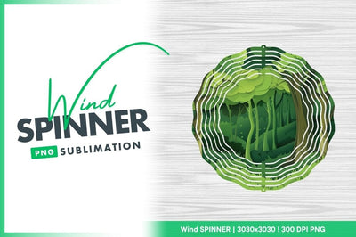 Round Wind Spinner Png Forest Scene Design Sublimation Illustration Sublimation Regulrcrative 