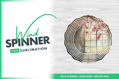 Round Wind Spinner Png with Window and Floral Design Sublimation Regulrcrative 