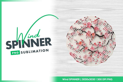 Round wind spinner with cherry blossom pattern Sublimation Regulrcrative 