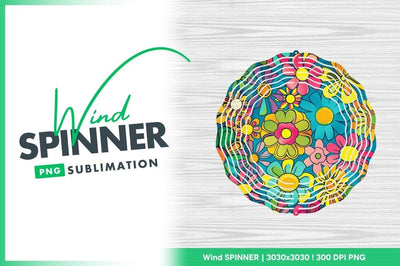 Round wind spinner with colorful floral design Sublimation Regulrcrative 