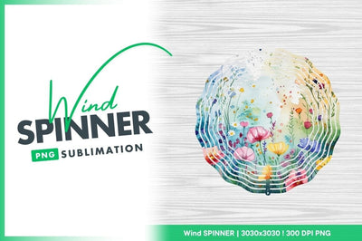 Round wind spinner with watercolor flowers design Sublimation Regulrcrative 