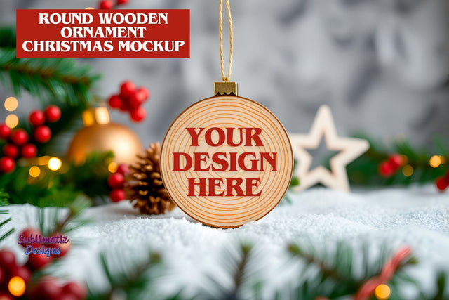 Round Wood Ornament Mockup Mock Up Photo Sublimatiz Designs 