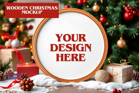 Round Wooden Christmas Mockup Mock Up Photo Sublimatiz Designs 