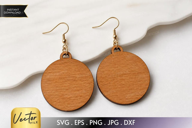 Round Wooden Earring Laser Cut Vector Template - SVG, EPS, PNG, JPG, DXF Digital Files for Instant Download SVG Designangry 