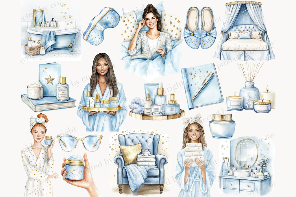 Routine Clipart | Self Care PNG Bundle - So Fontsy