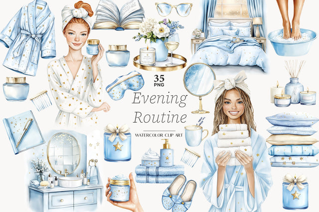 Routine Clipart | Self Care PNG Bundle SVG GlamArtZhanna 