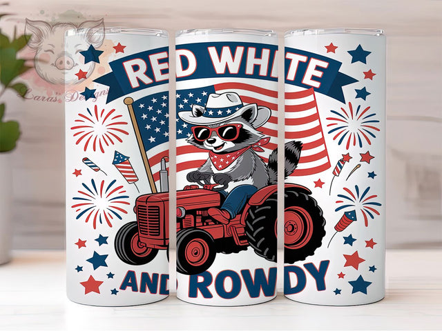 Rowdy Raccoon 4th of July Patriotic Tumbler Wrap, Rowdy Raccoon Wrap, Patriotic Raccoon Design, Red White And Blue, Funny Animal Tumbler, USA Raccoon Art, Digital Sublimation PNG Sublimation Lara' s Designs 