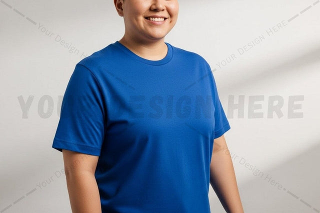 Royal blue crew neck t-shirt Mock Up Photo Regulrcrative 