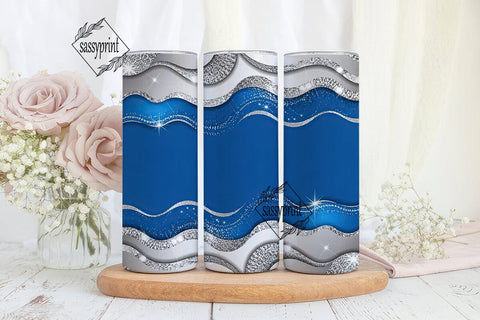 Royal Blue Silver Glitter 20oz Tumbler Sublimation sassyprint 