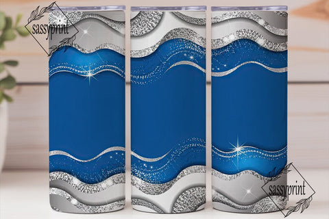 Royal Blue Silver Glitter 20oz Tumbler Sublimation sassyprint 
