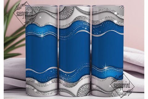 Royal Blue Silver Glitter 20oz Tumbler Sublimation sassyprint 
