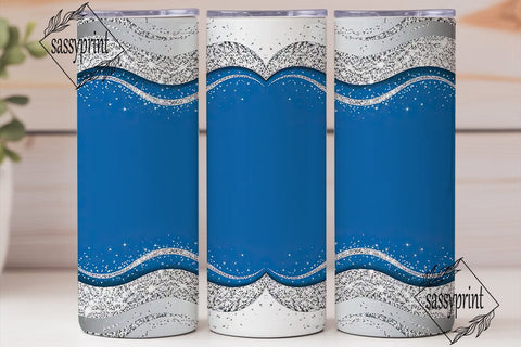 Royal Blue Silver Glitter 20oz Tumbler Sublimation sassyprint 