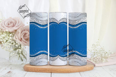 Royal Blue Silver Glitter 20oz Tumbler Sublimation sassyprint 