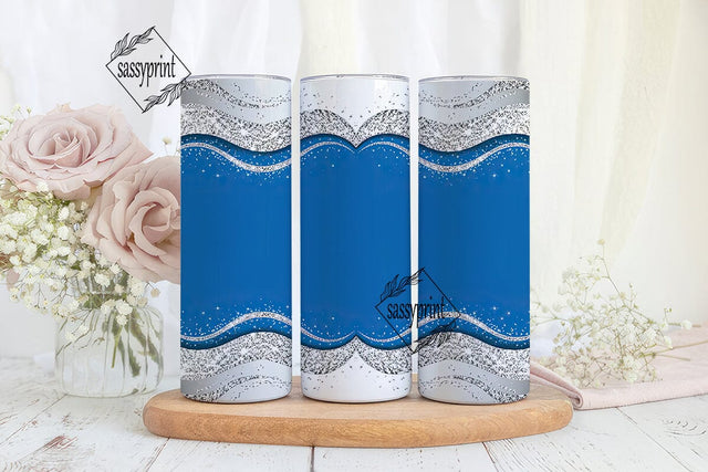 Royal Blue Silver Glitter 20oz Tumbler Sublimation sassyprint 