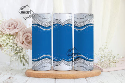 Royal Blue Silver Glitter 20oz Tumbler Sublimation sassyprint 