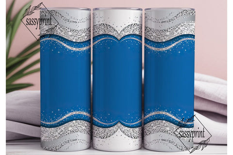 Royal Blue Silver Glitter 20oz Tumbler Sublimation sassyprint 
