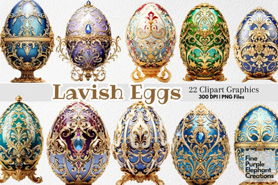 Royal Faberge Eggs PNG Clipart | Easter Sublimation Fine Purple Elephant Creations 
