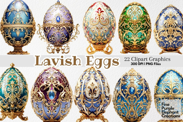 Royal Faberge Eggs PNG Clipart | Easter Sublimation Fine Purple Elephant Creations 