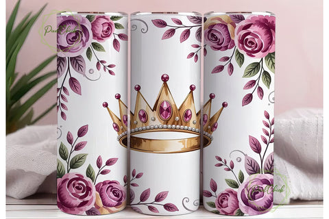 Royal Floral Crown 20oz Tumbler Wrap Sublimation PixelChick 