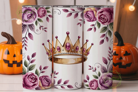 Royal Floral Crown 20oz Tumbler Wrap Sublimation PixelChick 