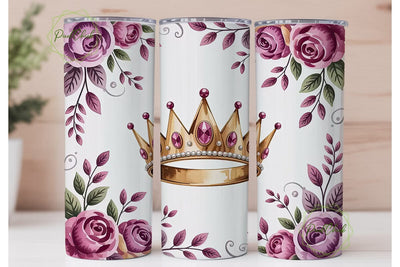 Royal Floral Crown 20oz Tumbler Wrap Sublimation PixelChick 