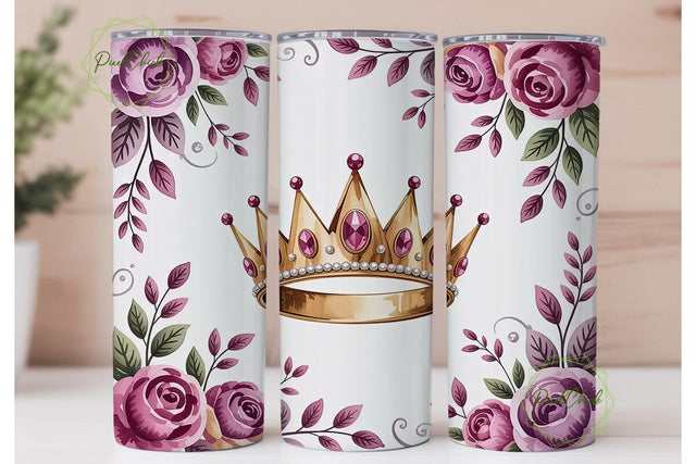 Royal Floral Crown 20oz Tumbler Wrap Sublimation PixelChick 