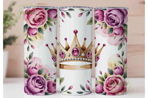 Royal Floral Crown 20oz Tumbler Wrap Sublimation PixelChick 
