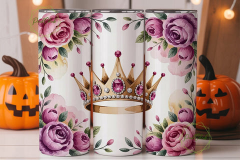 Royal Floral Crown 20oz Tumbler Wrap Sublimation PixelChick 