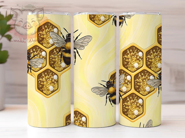 Royal Sparkle Queen Bee Tumbler, Glitter Honeycomb Gift, Queen Bee Design, Elegant Bee Cup, Royal Honey Present, Glamorous Bee Gift, Sublimation Template Sublimation Lara' s Designs 