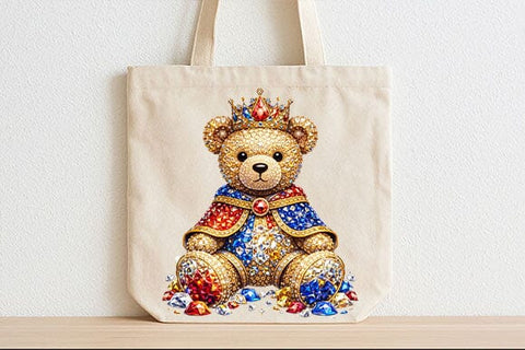 Royal Teddy Bear PNG Luxury Crown Bear Sublimation Design SVG BillahCrafts 