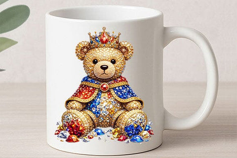 Royal Teddy Bear PNG Luxury Crown Bear Sublimation Design SVG BillahCrafts 