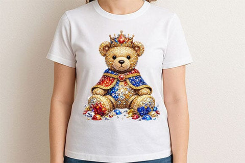 Royal Teddy Bear PNG Luxury Crown Bear Sublimation Design SVG BillahCrafts 