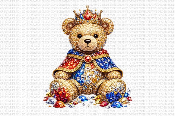 Royal Teddy Bear PNG Luxury Crown Bear Sublimation Design SVG BillahCrafts 