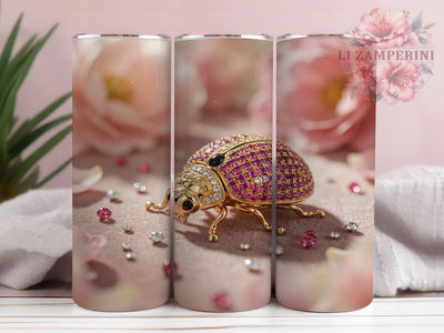 Ruby Ladybug Brooch 20oz Tumbler, Ladybug Motif, Ruby Theme, Brooch Design, Luxury Style, Chic Aesthetic, Skinny Tumbler, Sublimation PNG Sublimation Li Zamperini 
