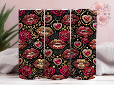 Ruby Lips Gold Jewels 20oz Tumbler, Ruby Lips, Gold Jewels, Lips Tumbler, Gold Jewels Tumbler, 20oz Tumbler, Glam Tumbler, Tumbler Wrap Sublimation Li Zamperini 