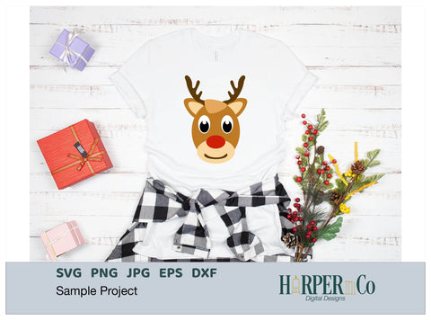 Rudolf Red Nosed Reindeer SVG PNG Cut EPS File SVG HarperNCo 