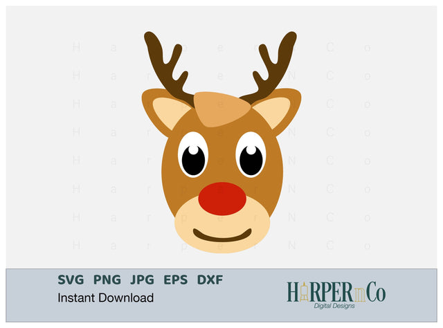 Rudolf Red Nosed Reindeer SVG PNG Cut EPS File SVG HarperNCo 