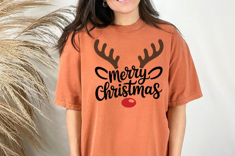 Rudolph Merry Christmas Svg, Merry Christmas Svg, Reindeer Antlers Svg, Reindeer Face Svg, Rudolph Svg SVG DesignDestine 