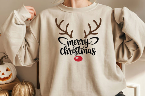 Rudolph Merry Christmas Svg, Merry Christmas Svg, Reindeer Antlers Svg, Reindeer Face Svg, Rudolph Svg SVG DesignDestine 