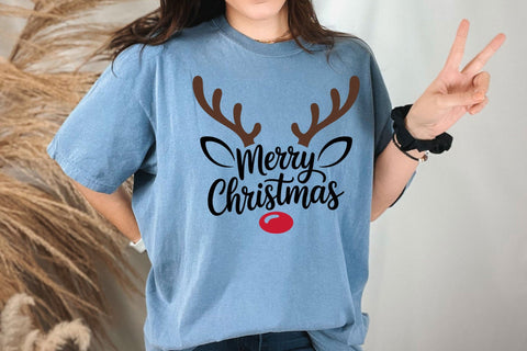 Rudolph Merry Christmas Svg, Merry Christmas Svg, Reindeer Antlers Svg, Reindeer Face Svg, Rudolph Svg SVG DesignDestine 