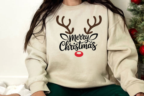 Rudolph Merry Christmas Svg, Merry Christmas Svg, Reindeer Antlers Svg, Reindeer Face Svg, Rudolph Svg SVG DesignDestine 