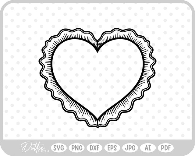 Ruffle Frilly Heart Frame Border SVG DottieDigitals 
