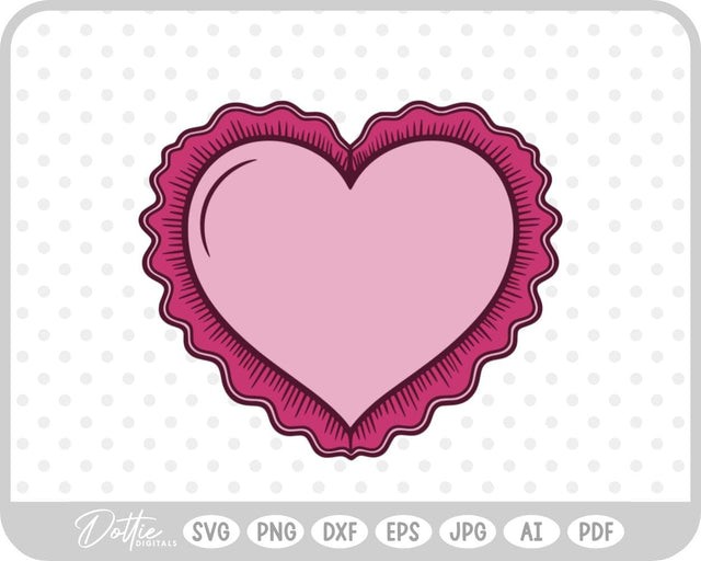 Ruffle Frilly Heart Frame Border SVG DottieDigitals 