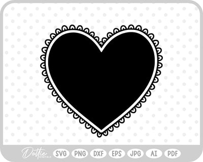 Ruffle Frilly Heart Frame Border SVG DottieDigitals 