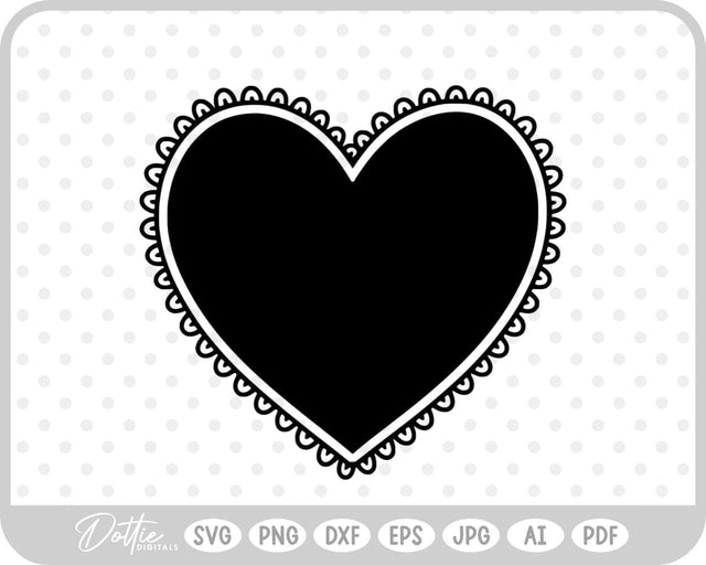 Ruffle Frilly Heart Frame Border SVG DottieDigitals 