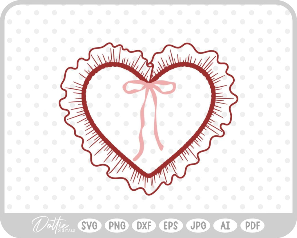 Ruffle Frilly Heart Frame Border - So Fontsy