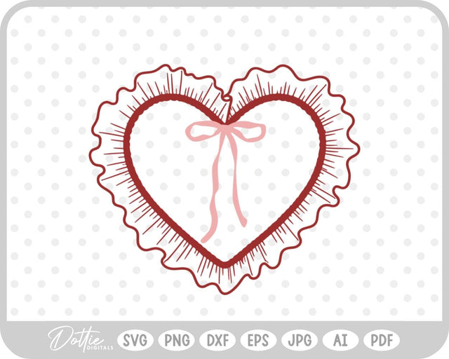 Ruffle Frilly Heart Frame Border SVG DottieDigitals 