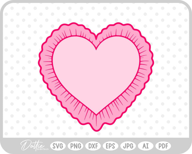Ruffle Frilly Heart Frame Border SVG DottieDigitals 